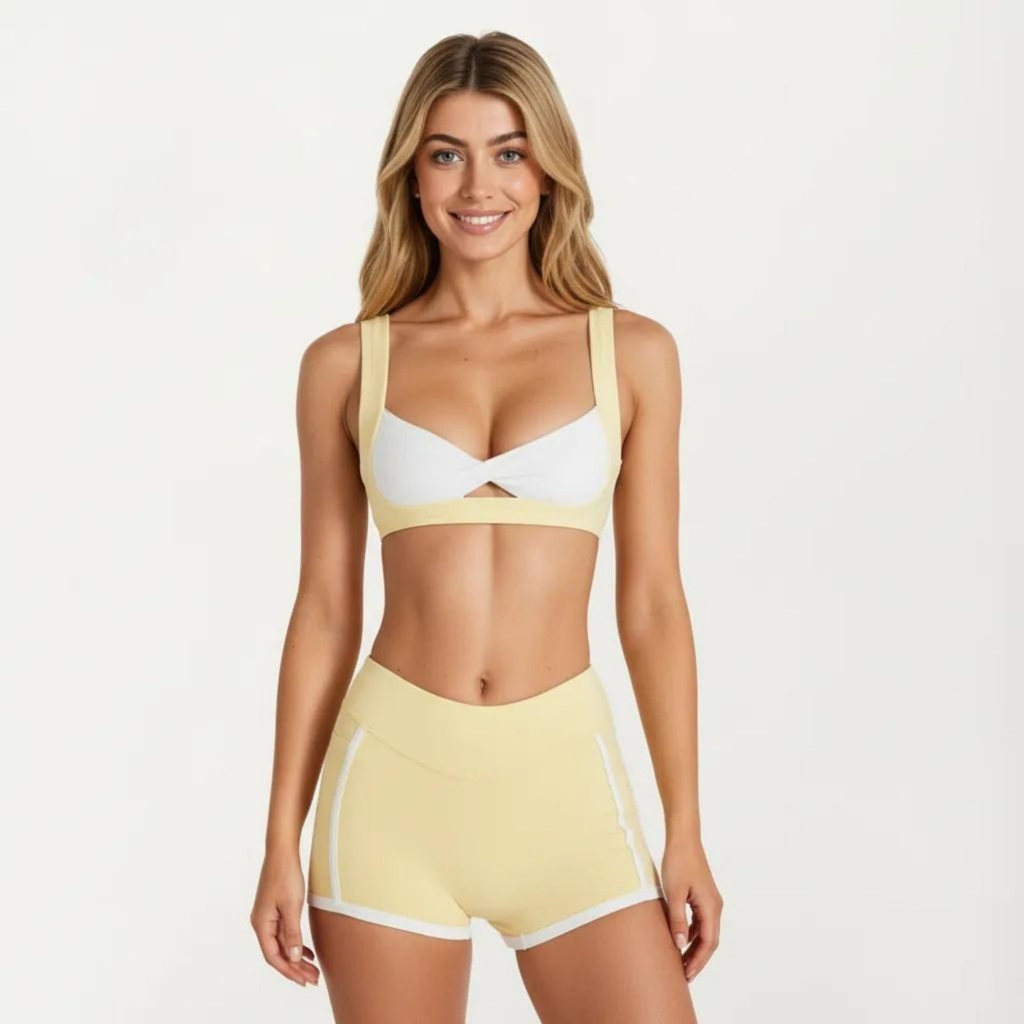 Twist Front Sports Bra with Wide Straps Light Support Workout Bra for Yoga Fitness Training