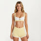 Twist Front Sports Bra with Wide Straps Light Support Workout Bra for Yoga Fitness Training