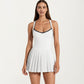Pleated Tennis Dress with Built In Bra Pads Athletic Workout Dress with Separate Shorts