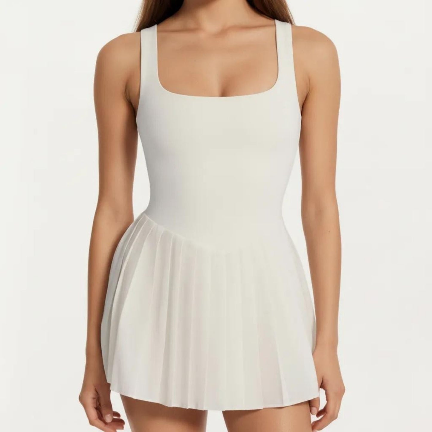 Pleated Tennis Dress with Built In Bra Pads Breathable Athletic Skort Dress