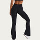 V Waist Flare Yoga Pants with Cross Front High Waist Stretch Fit Athletic Workout Leggings
