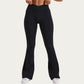 V Waist Flare Yoga Pants with Cross Front High Waist Stretch Fit Athletic Workout Leggings