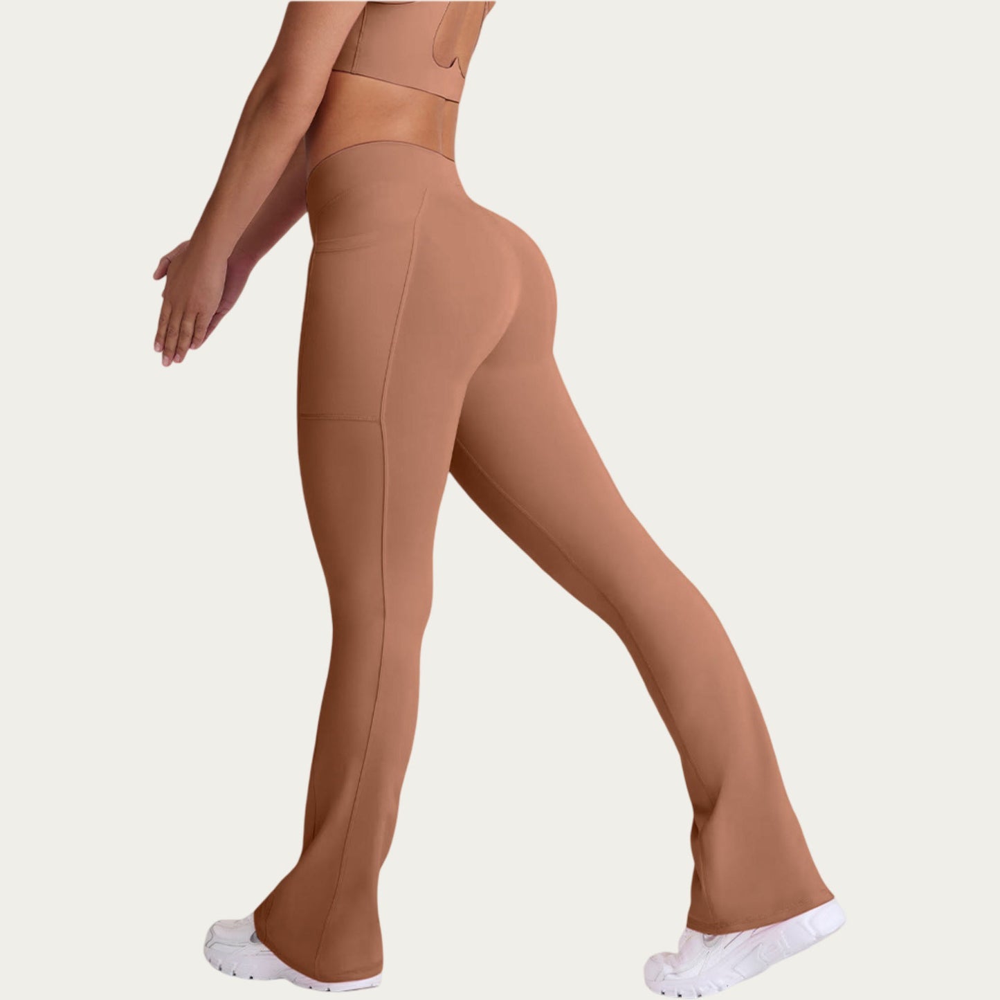 V Waist Flare Yoga Pants with Cross Front High Waist Stretch Fit Athletic Workout Leggings