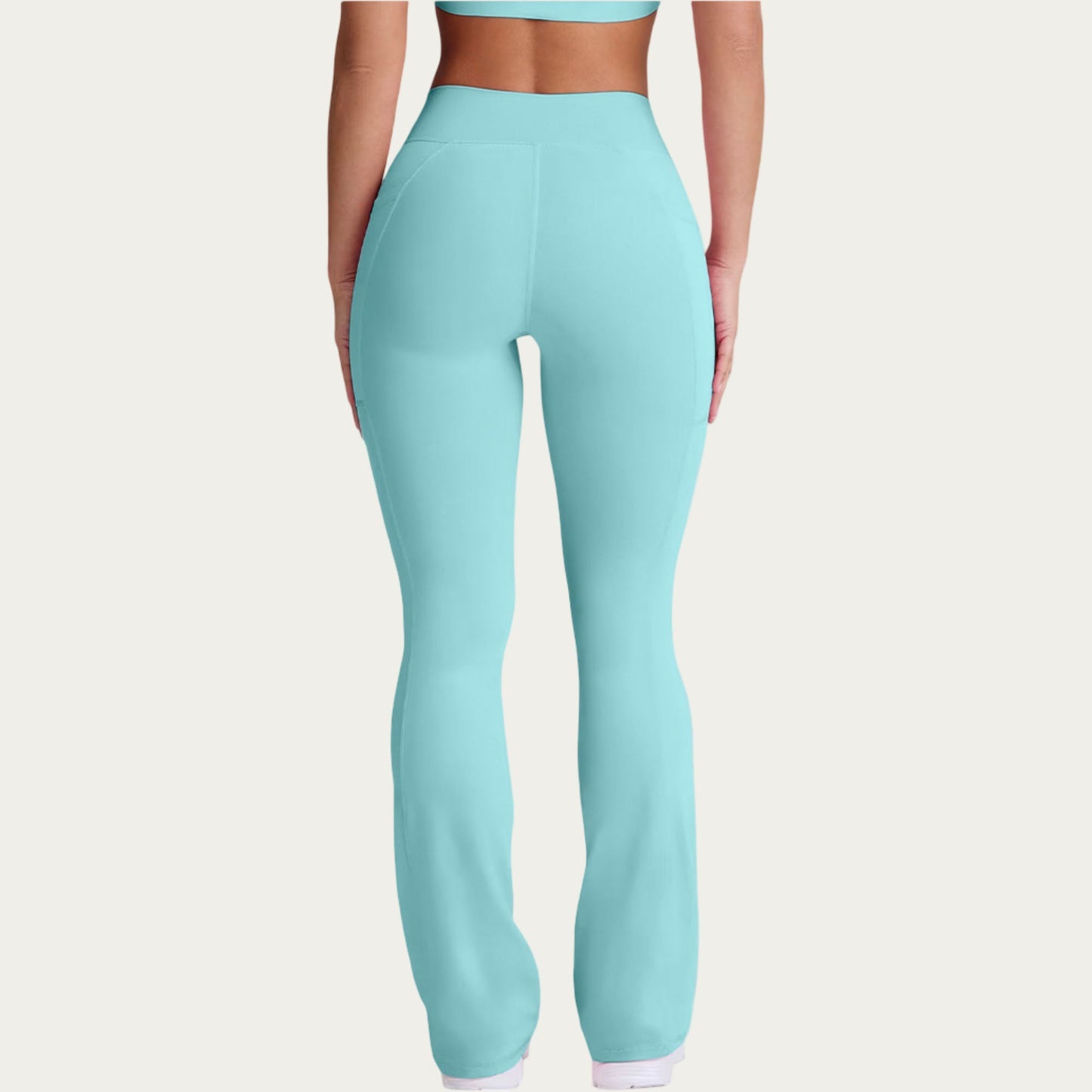 V Waist Flare Yoga Pants with Cross Front High Waist Stretch Fit Athletic Workout Leggings