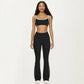 High Waist Flare Yoga Pants with Contrast Side Stripe Stretch Fit Athletic Workout Leggings