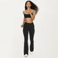 High Waist Flare Yoga Pants with Contrast Side Stripe Stretch Fit Athletic Workout Leggings