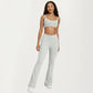 High Waist Flare Yoga Pants with Contrast Side Stripe Stretch Fit Athletic Workout Leggings