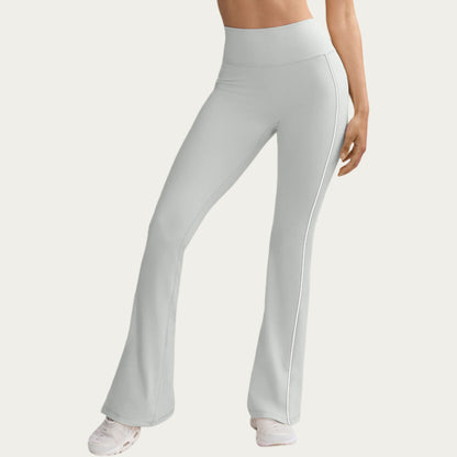 High Waist Flare Yoga Pants with Contrast Side Stripe Stretch Fit Athletic Workout Leggings