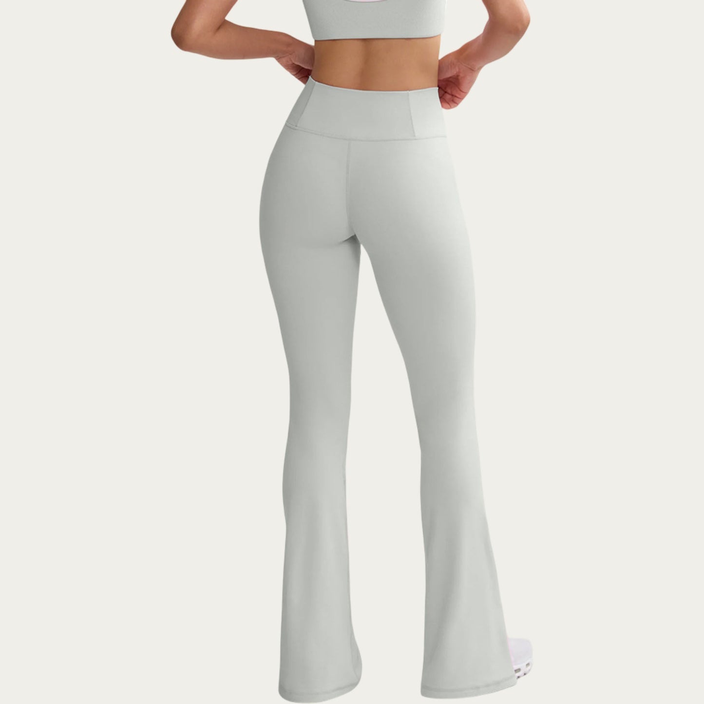 High Waist Flare Yoga Pants with Contrast Side Stripe Stretch Fit Athletic Workout Leggings