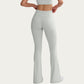 High Waist Flare Yoga Pants with Contrast Side Stripe Stretch Fit Athletic Workout Leggings