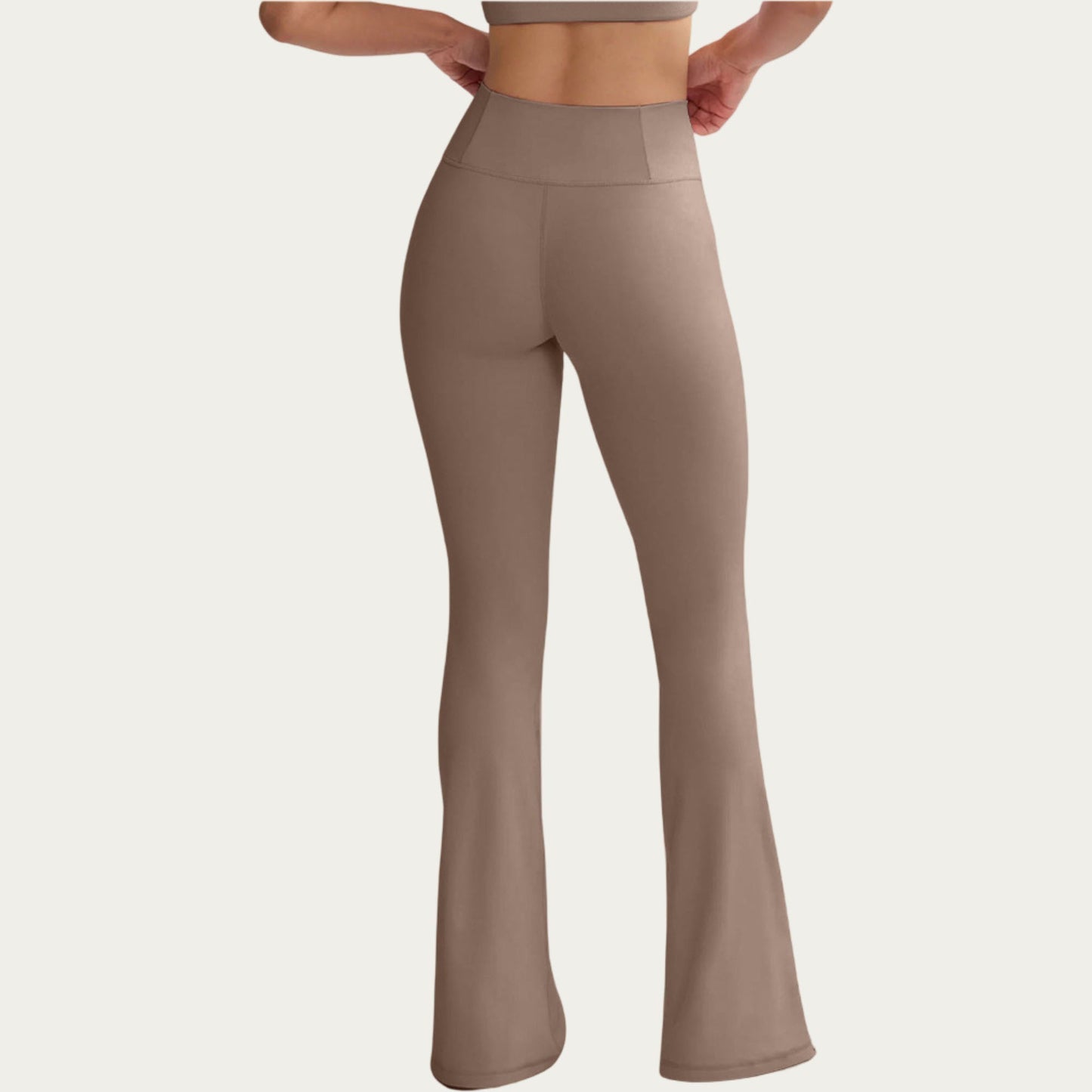 High Waist Flare Yoga Pants with Contrast Side Stripe Stretch Fit Athletic Workout Leggings