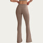 High Waist Flare Yoga Pants with Contrast Side Stripe Stretch Fit Athletic Workout Leggings