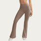 High Waist Flare Yoga Pants with Contrast Side Stripe Stretch Fit Athletic Workout Leggings