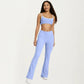 High Waist Flare Yoga Pants with Contrast Side Stripe Stretch Fit Athletic Workout Leggings