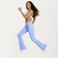 High Waist Flare Yoga Pants with Contrast Side Stripe Stretch Fit Athletic Workout Leggings
