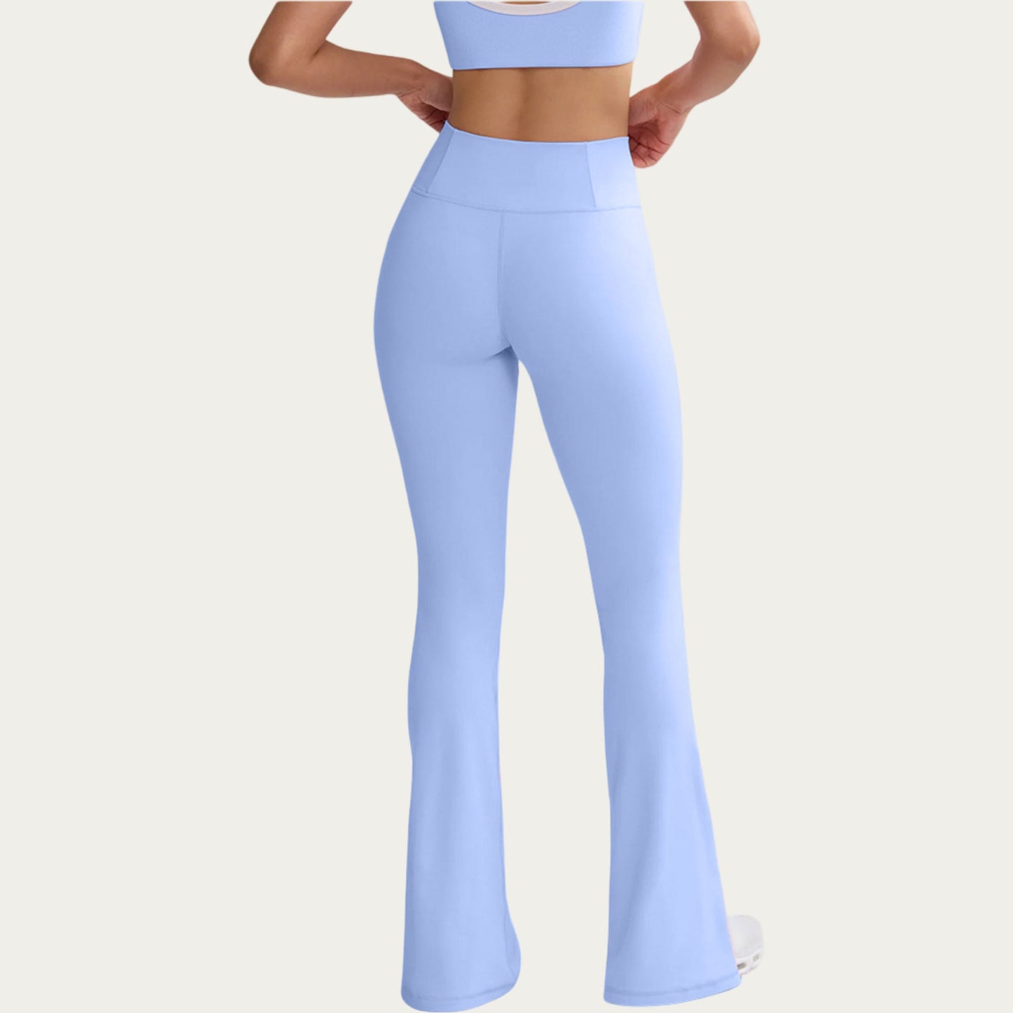 High Waist Flare Yoga Pants with Contrast Side Stripe Stretch Fit Athletic Workout Leggings