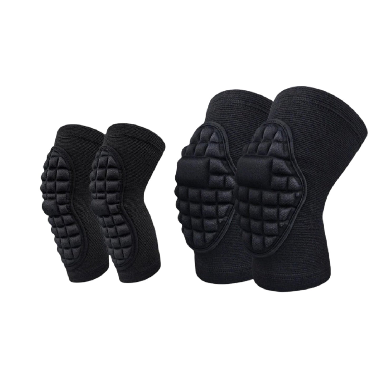 2 Pc Sports Knee Pads with Segmented Shock Absorbing Cushion and Stretch Compression Sleeve Support