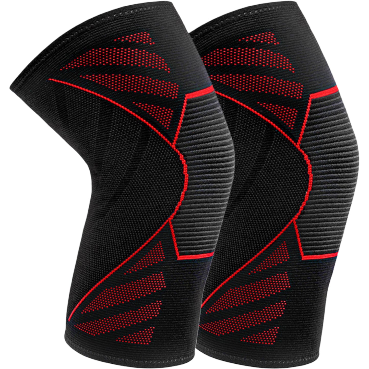 Running Knee Compression Sleeves 2 Pc with Reinforced Support Panel and Breathable Athletic Fit