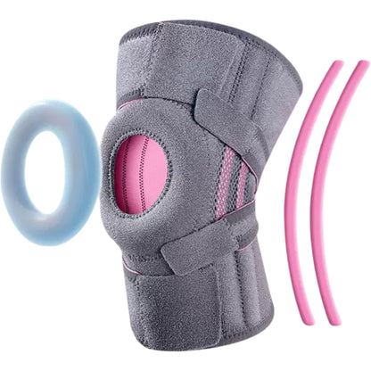Open Patella Knee Brace 1 Pc with Gel Stabilizer Ring, Side Support Stays and Adjustable Compression