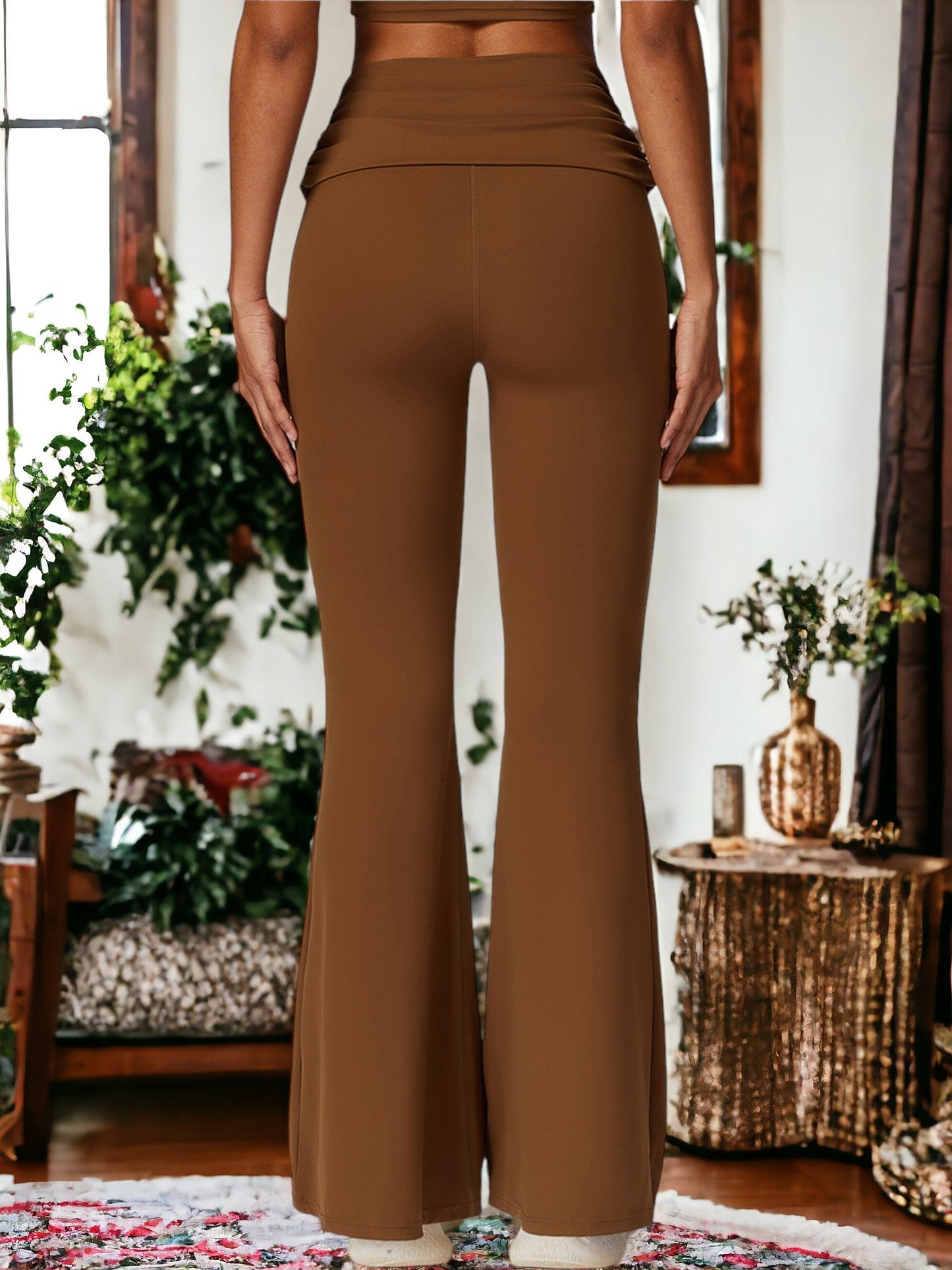 High-Waisted Butt-Lifting  Tight Bell-Bottom Pants