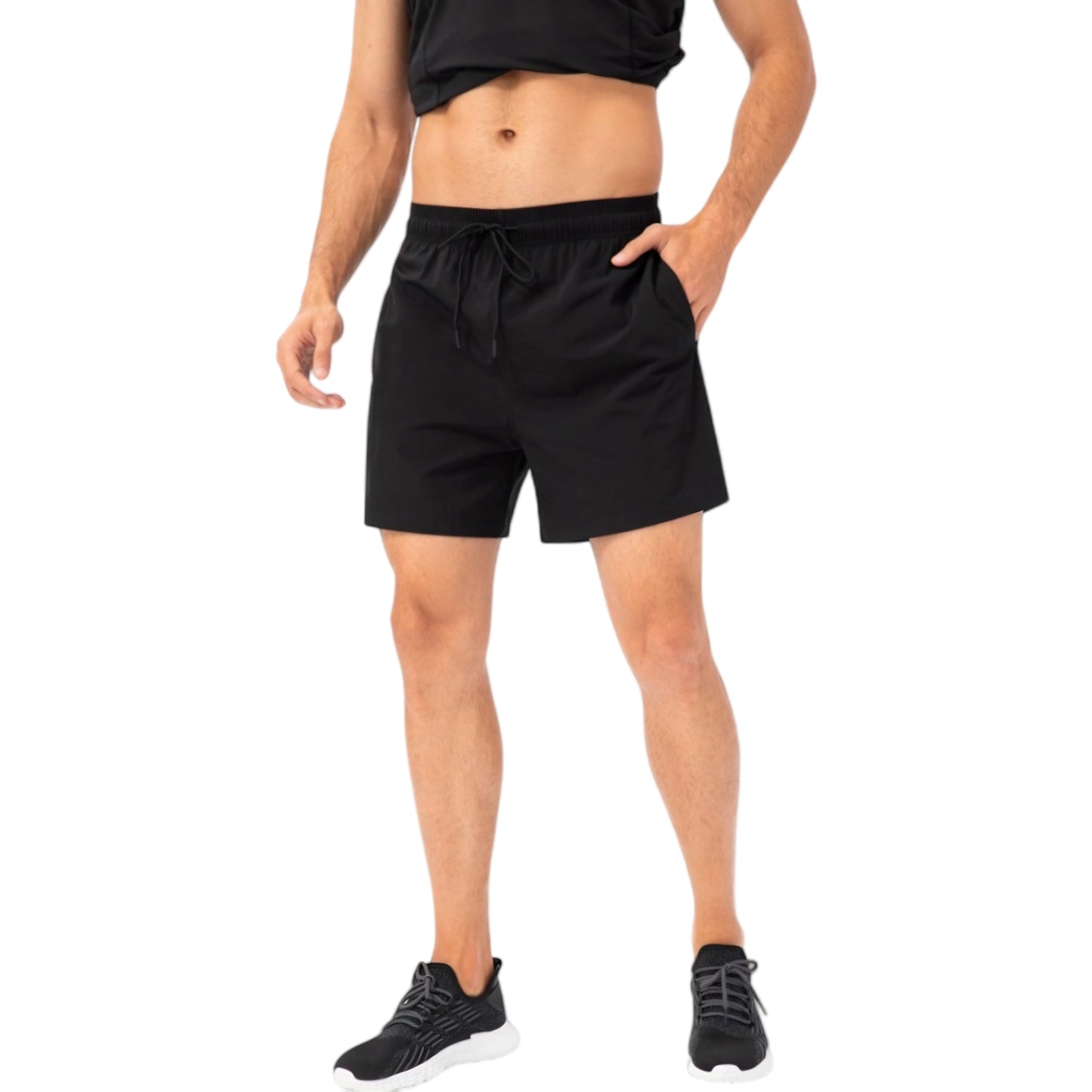 Men's Quick-Dry Athletic Shorts with Adjustable Drawstring Waist and Side Pockets