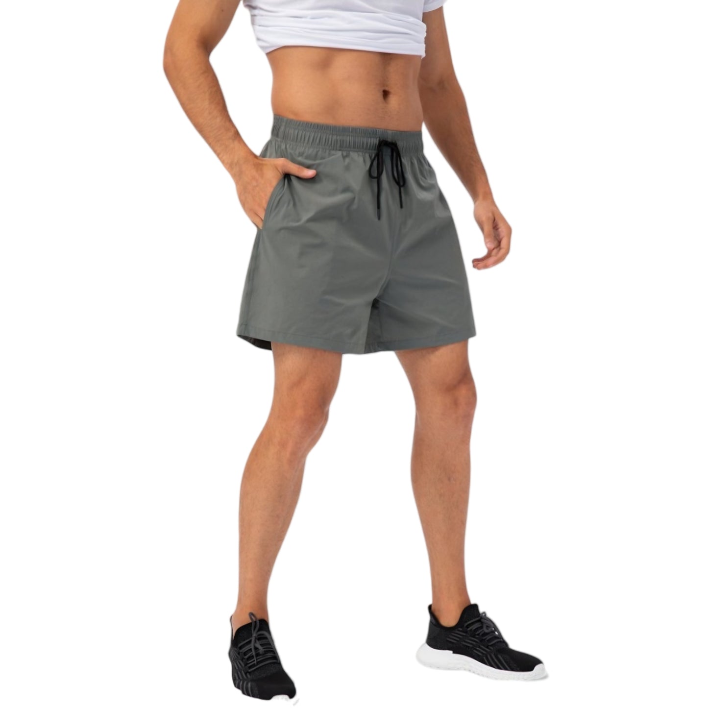 Men's Quick-Dry Athletic Shorts with Adjustable Drawstring Waist and Side Pockets