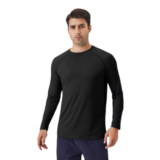 Men's Long Sleeve Performance Shirt with Raglan Sleeves and Lightweight Stretch Fabric