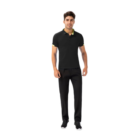 Men's Athletic Fit Polo Shirt with Contrast Collar and Moisture-Wicking Stretch Fabric