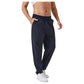 Men's Relaxed Fit Drawstring Pants with Patch Pockets and Elastic Waistband for Casual Wear