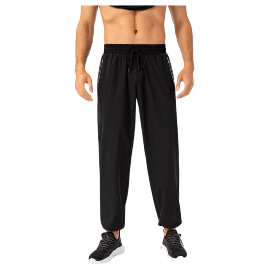 Men's Athletic Drawstring Pants with Zipper Pockets and Elastic Waistband for Active and Casual Wear