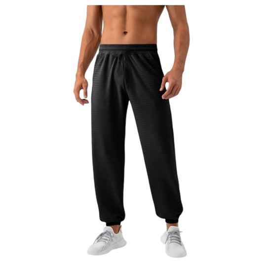 Men's Lightweight Textured Jogger Pants with Elastic Waist and Cuffed Ankles for Active and Casual Wear