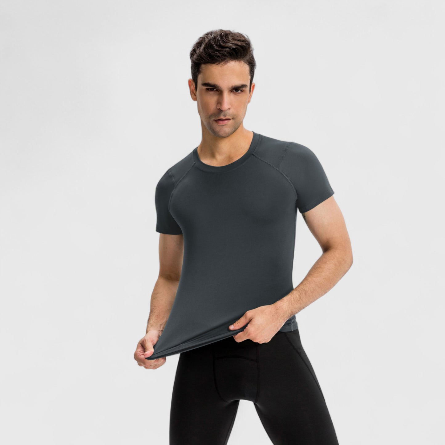 Men's Short Sleeve Compression Top with Moisture-Wicking Stretch Fabric for Performance and Training