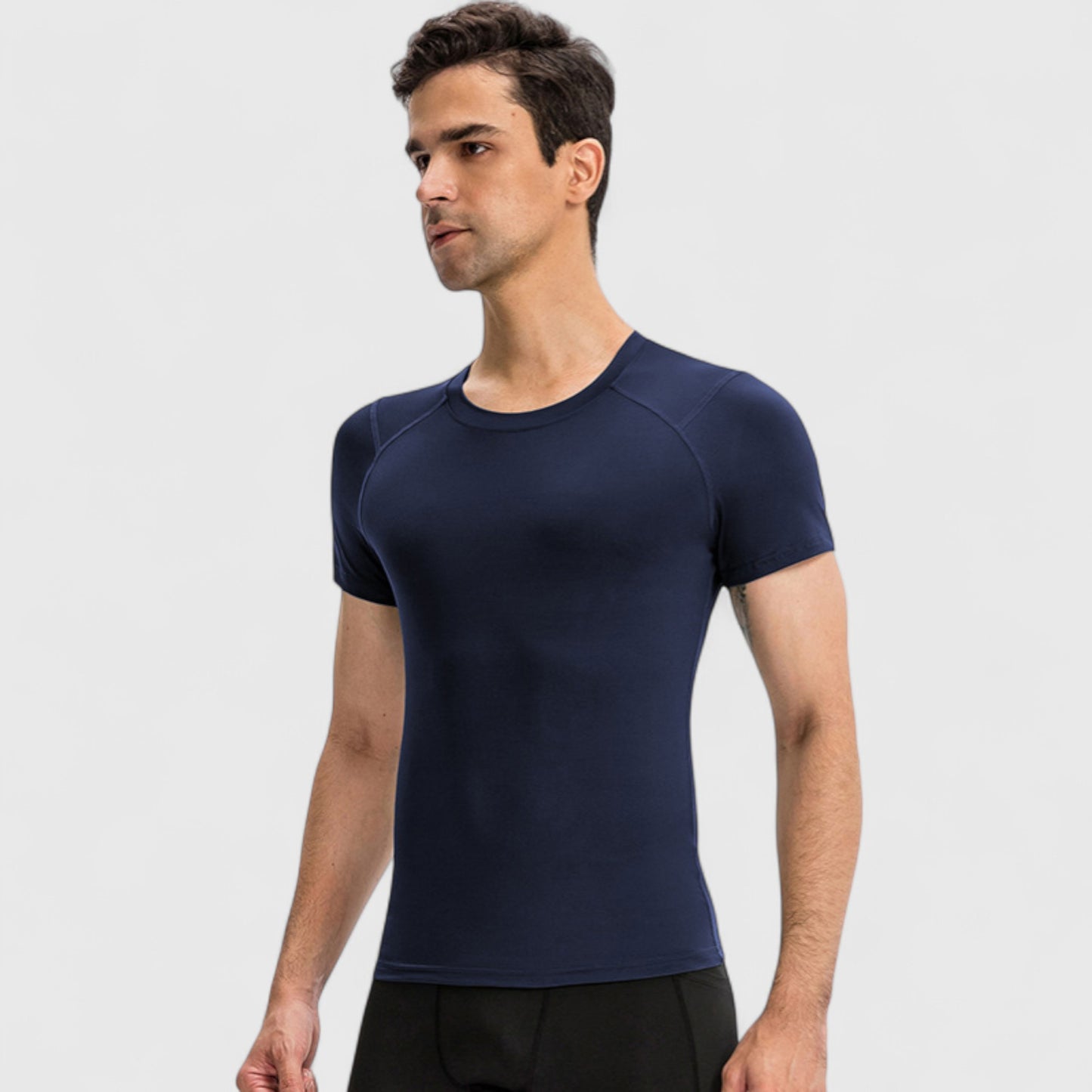 Men's Short Sleeve Compression Top with Moisture-Wicking Stretch Fabric for Performance and Training