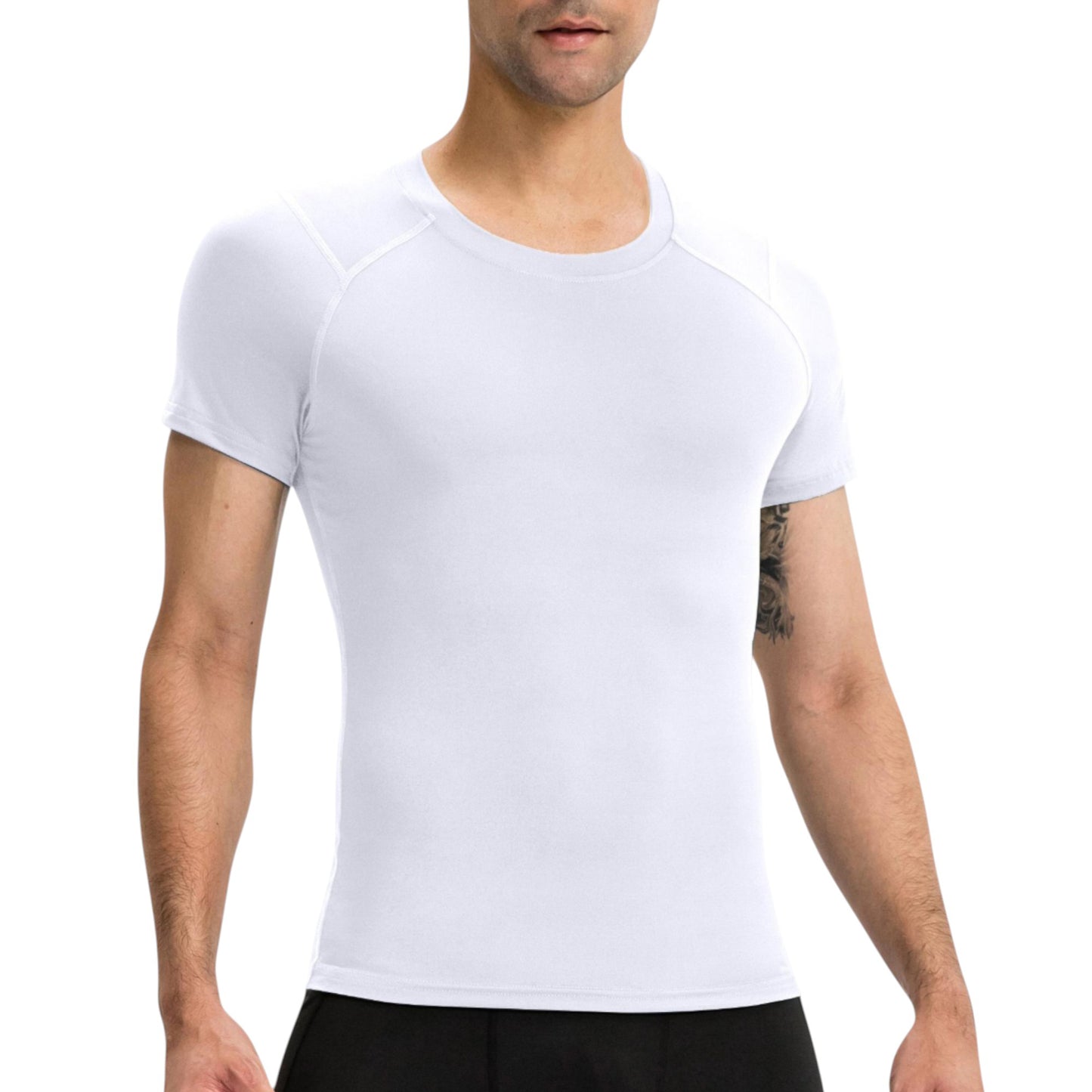Men's Short Sleeve Compression Top with Moisture-Wicking Stretch Fabric for Performance and Training