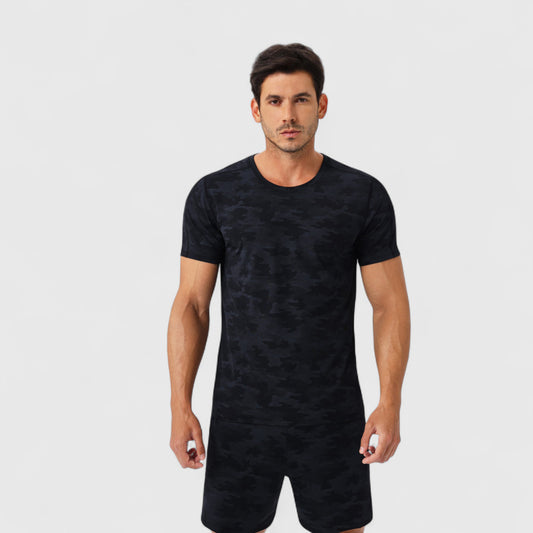 Men's Camo Print Short Sleeve Performance Tee with Quick-Dry Lightweight Stretch Fabric