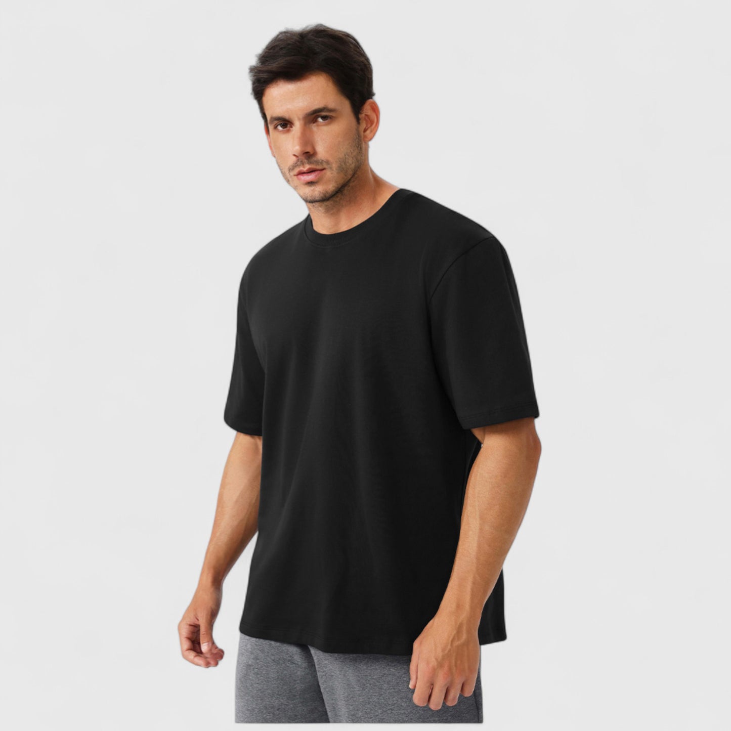 Men's Oversized Fit Short Sleeve T-Shirt with Drop Shoulders and Relaxed Silhouette for Everyday Style