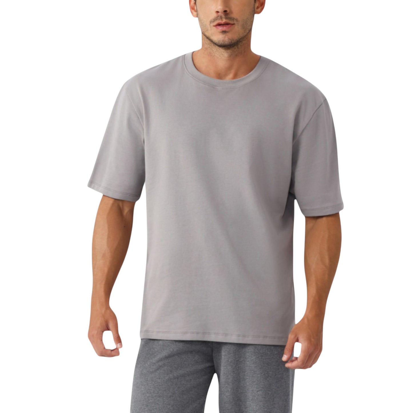Men's Oversized Fit Short Sleeve T-Shirt with Drop Shoulders and Relaxed Silhouette for Everyday Style