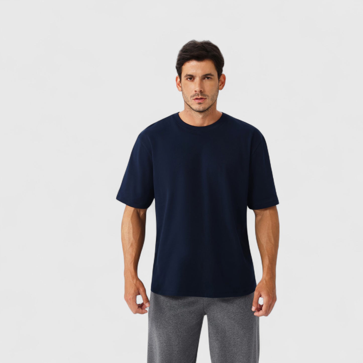 Men's Oversized Fit Short Sleeve T-Shirt with Drop Shoulders and Relaxed Silhouette for Everyday Style
