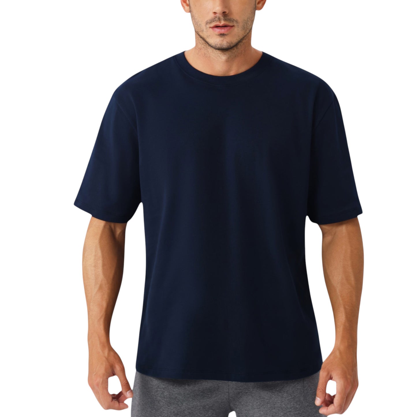 Men's Oversized Fit Short Sleeve T-Shirt with Drop Shoulders and Relaxed Silhouette for Everyday Style