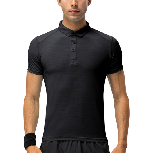 Men's Athletic Fit Polo Shirt with Short Sleeves and Three-Button Placket for Casual and Sport Styling