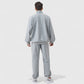 Men's Oversized Quarter Zip Pullover with Drop Shoulders and Ribbed Cuffs for Relaxed Casual Styling