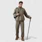 Men's Oversized Quarter Zip Pullover with Drop Shoulders and Ribbed Cuffs for Relaxed Casual Styling