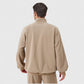 Men's Oversized Quarter Zip Pullover with Drop Shoulders and Ribbed Cuffs for Relaxed Casual Styling