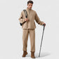 Men's Oversized Quarter Zip Pullover with Drop Shoulders and Ribbed Cuffs for Relaxed Casual Styling