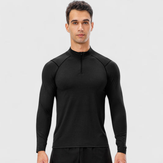 Men's Long Sleeve Quarter Zip Top with Athletic Fit and Raglan Sleeves for Training or Casual Wear