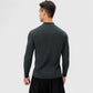Men's Long Sleeve Quarter Zip Top with Athletic Fit and Raglan Sleeves for Training or Casual Wear