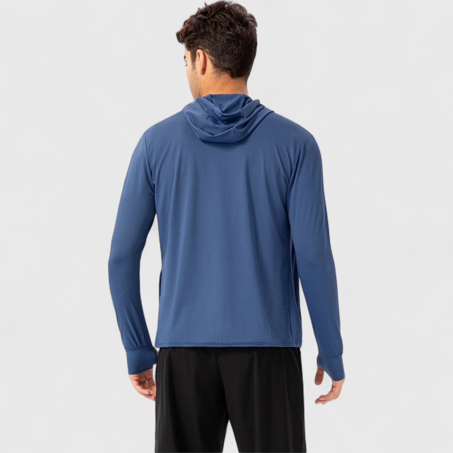 Men's Lightweight Zip-Up Hooded Jacket with Thumbholes and UPF 50+ Protection