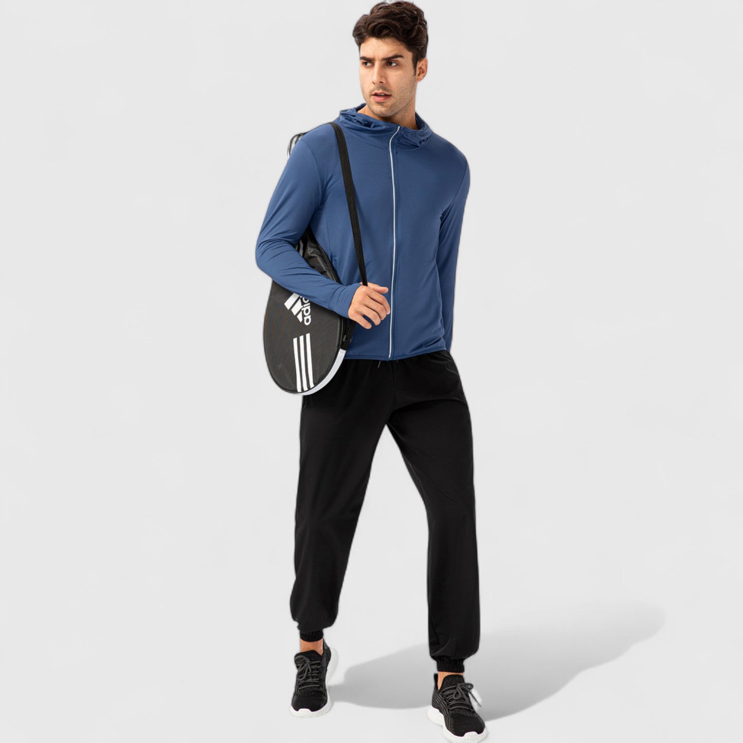 Men's Lightweight Zip-Up Hooded Jacket with Thumbholes and UPF 50+ Protection