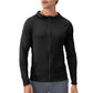 Men's Fitted Full-Zip Hooded Jacket with Front Pockets and Long Sleeves