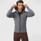 Men's Fitted Full-Zip Hooded Jacket with Front Pockets and Long Sleeves